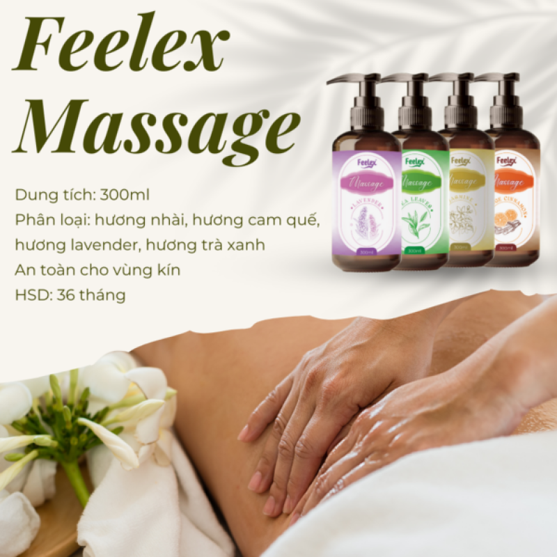 Dầu massage body Feelex nhiều mùi hương – 300ml
