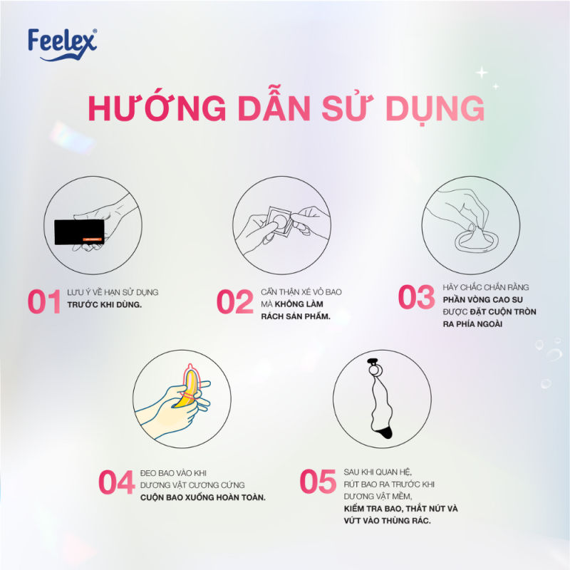 Bao cao su Feelex Invisible siêu mỏng, nhiều gel - Hộp 10 cái