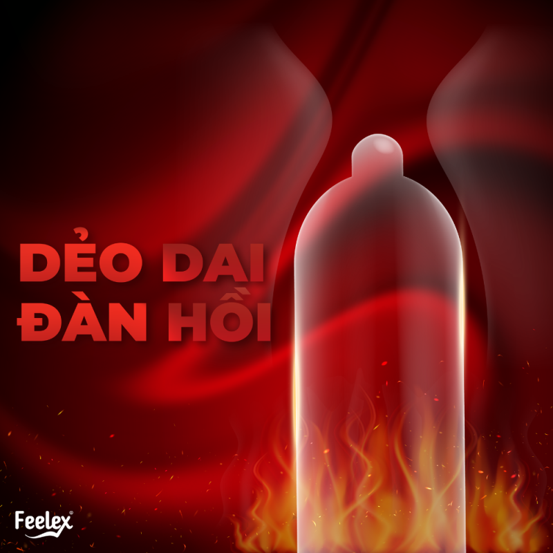 Bao cao su Feelex Passionate Factor siêu mỏng, nhiều gel, ấm nóng - Hộp 10 cái