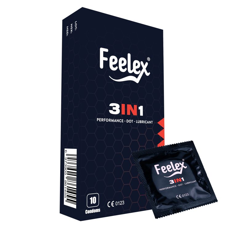 Bao cao su Gân Gai Kéo dài thời gian Nhiều Gel Feelex 3in1